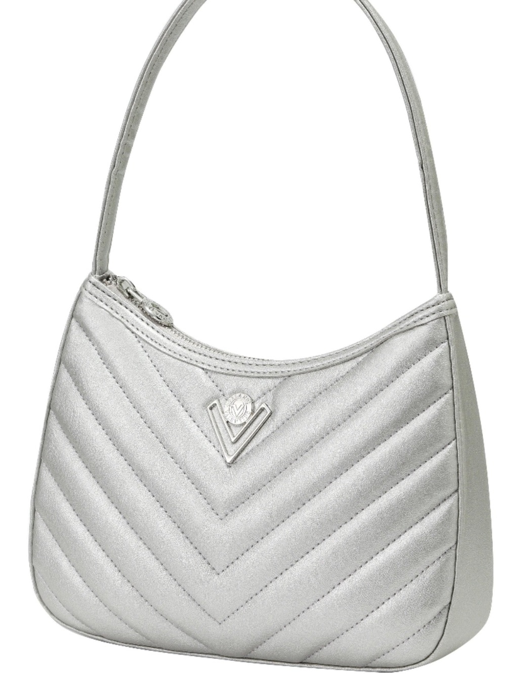 NWT Valentino Orlandi Rowe Silver Quilted Shoulder Bag
